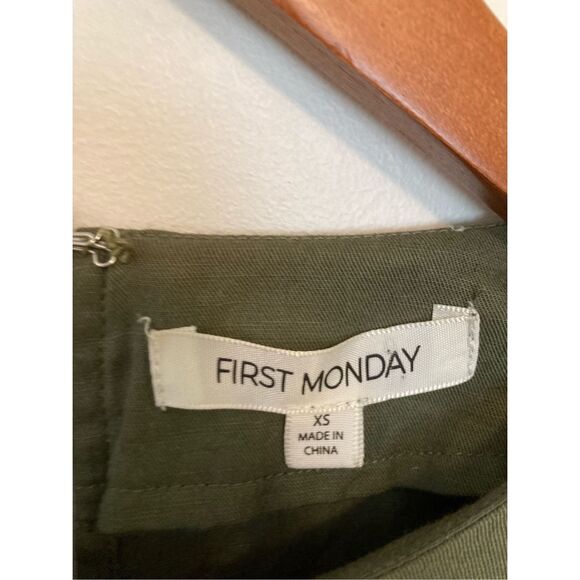 First Monday Olive Green keyhole belted jumpsuit - Picture 2 of 4